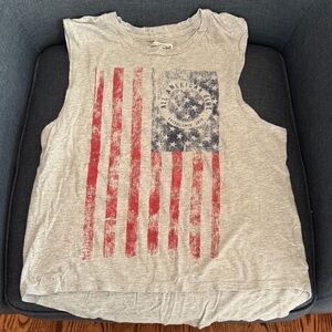 Gray tank American Flag for girls or women (says size L but really size 6-8)